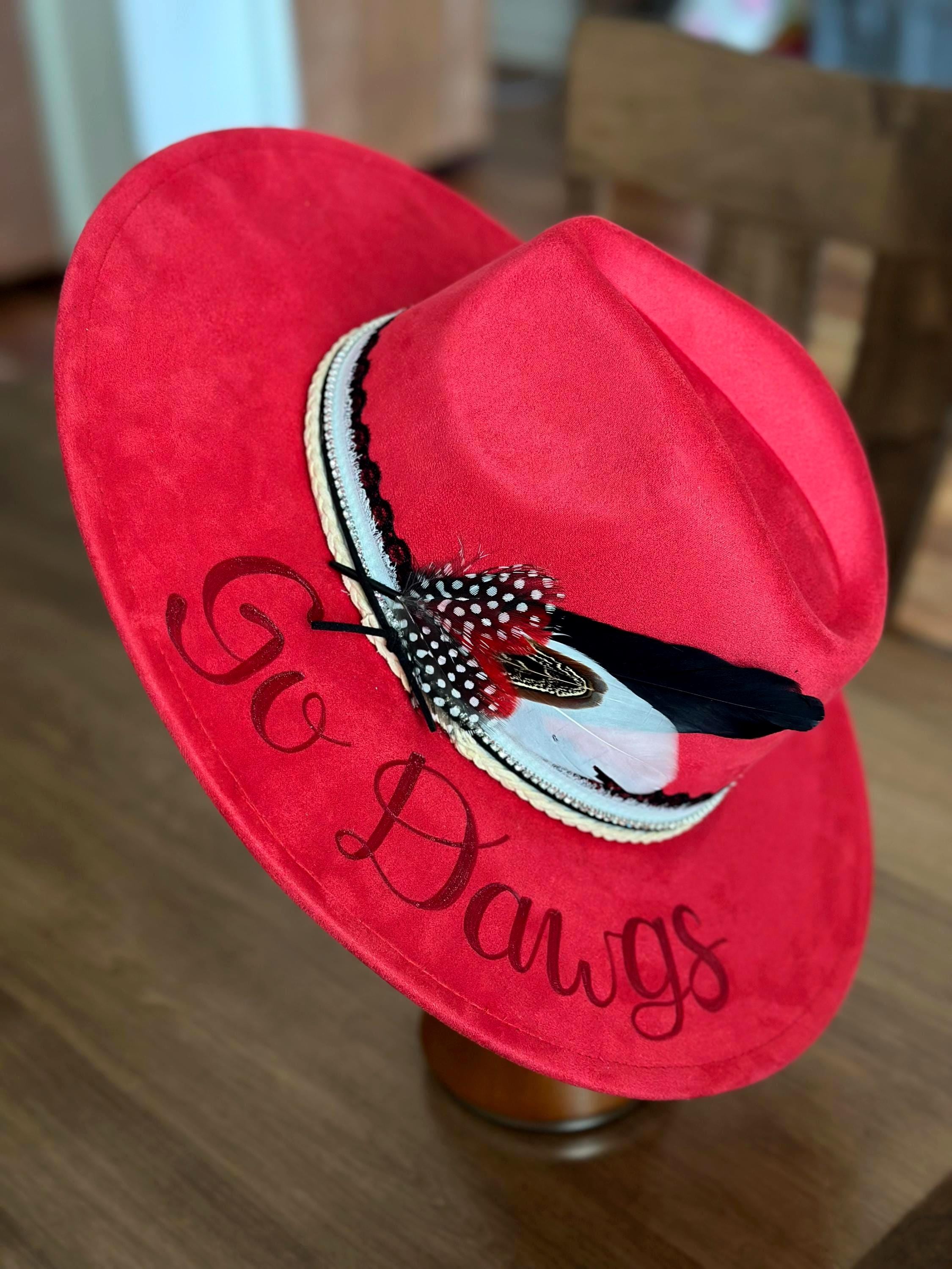 Grinch Custom Cowboy Hat Hand Burned Black Graphic Brim and Red Band The Gamblers Charred Cowboy Burned Hat - Burned Cowboy Hat  main image 4