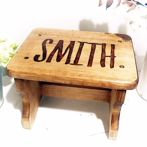 Personalized Wood Burned Kid&#39;s Step Stool
