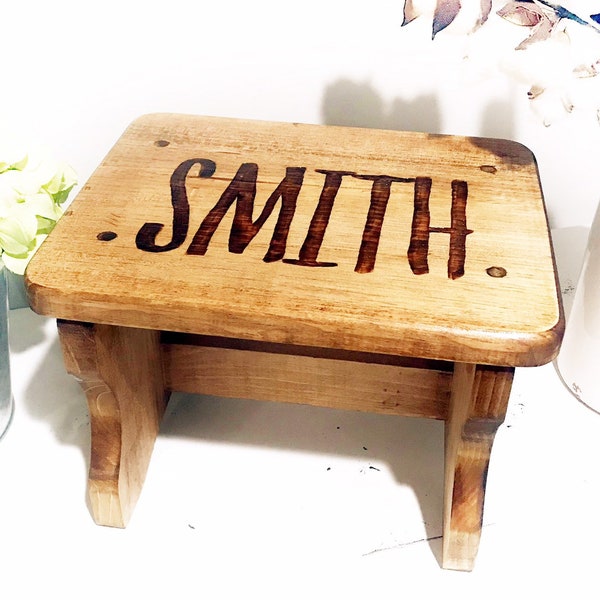 Personalized Wood Burned Kid's Step Stool