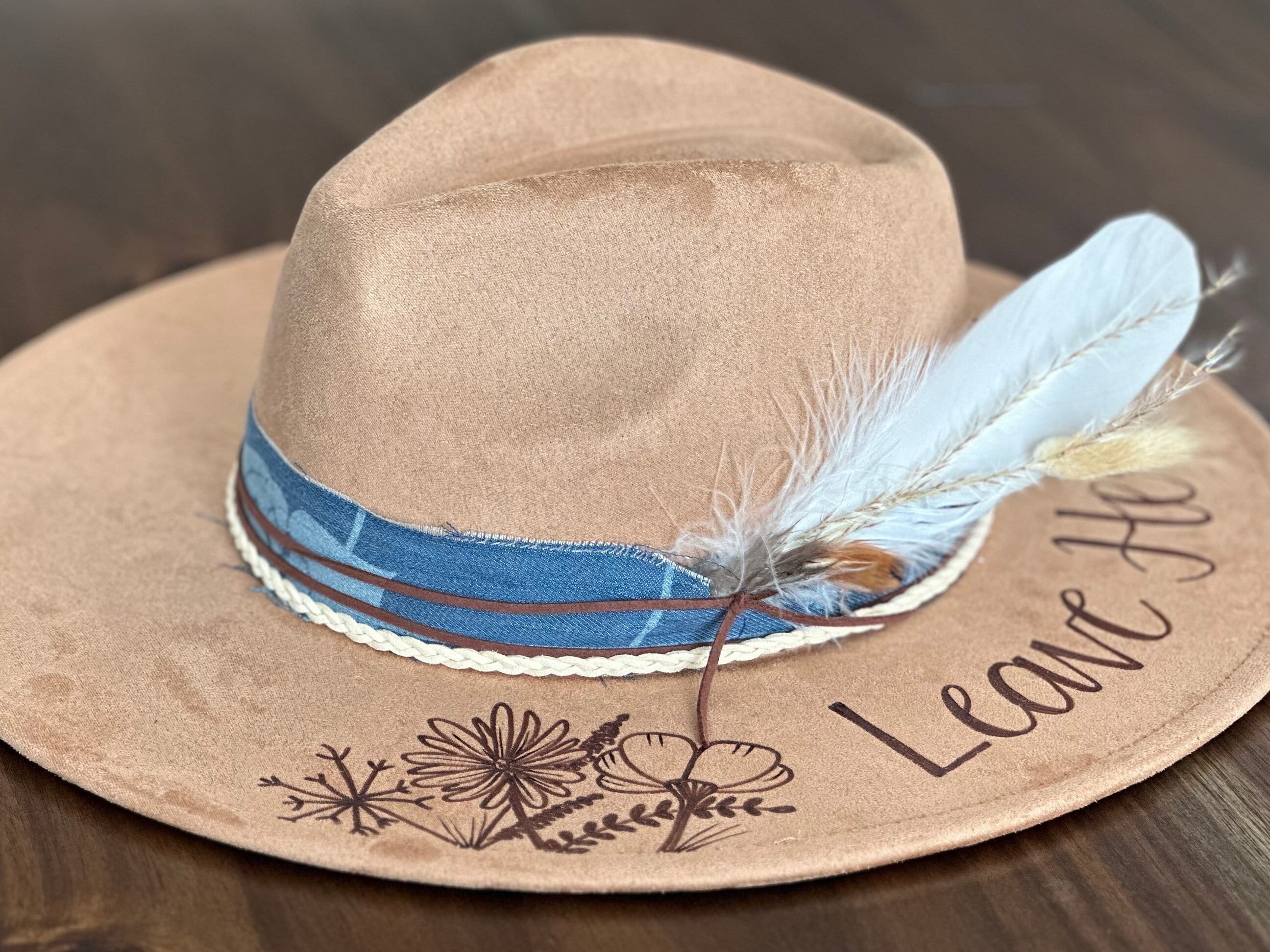 Women’s Handmade / Custom Designed Feather and Floral Cowboy Hat Floral Cowboy Hat main image 4