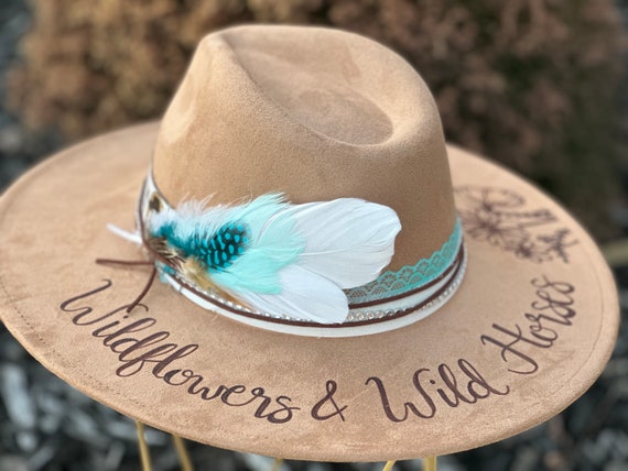 Wide Brim Rust & Turquoise Women\'s Handmade Western Hat  Lainey Wilson Lainey Wilson Country with a Flare Wool Felt Western Hat  main image 4