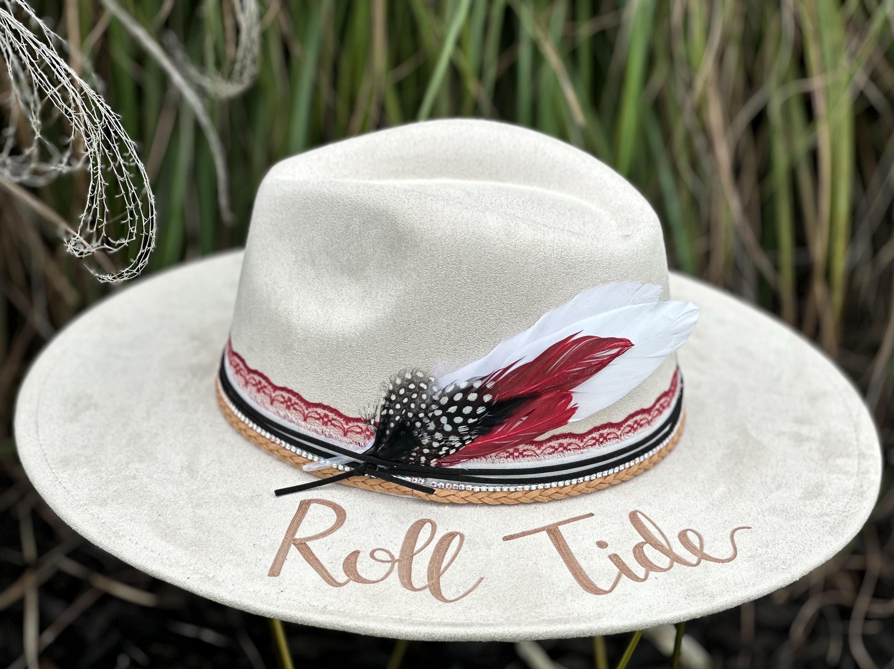 Alabama Roll Tide Cowgirl Hat - Custom Hand-burned College 