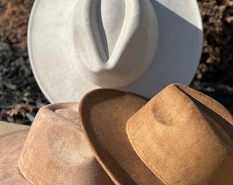 Custom Vegan Suede Fedora Hat: Personalized Engraved Name