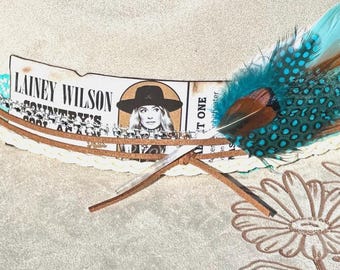 Concert Ticket Stub Hat Accessory - Any Artist - Cowgirl Hat Addition - Burned Ticket Stub - Rustic Worn Stub for Cowboy Hat