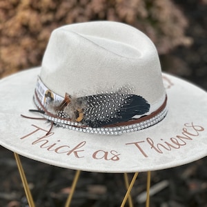 Lainey Wilson - Thick as Thieves - Custom hand burned wide brimmed cowgirl hat