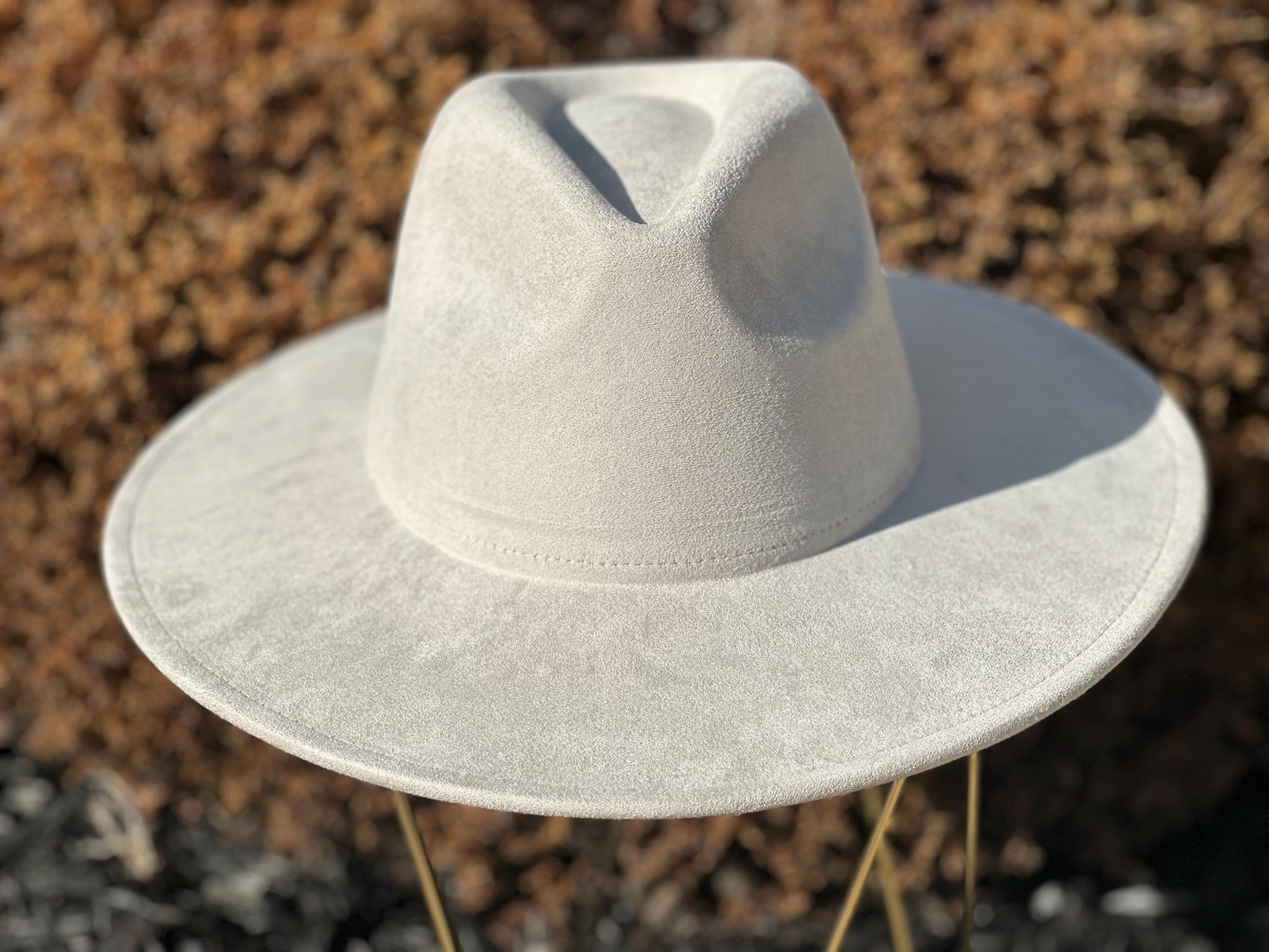 Custom Off-White Vegan Suede Fedora Hat – Engraved Sun & Solis Brim Detail Suede Fedora Hat - Etsy main image 4