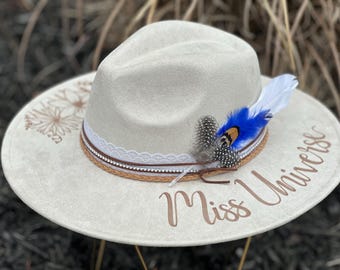 Megan Moroney Concert Hat, Choose your own colors for feathers and banding, Custom Cowboy Hat, Customizable Cowgirl Gear