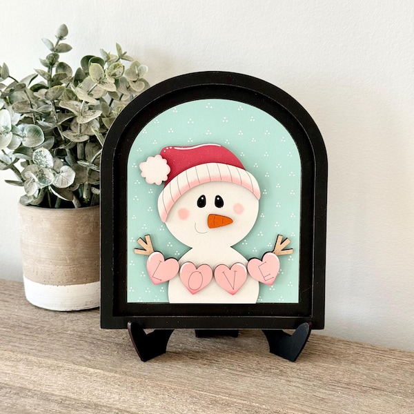 Winter Valentine Snowman Interchangeable SMALL Arched Sign /Interchangeable Signs