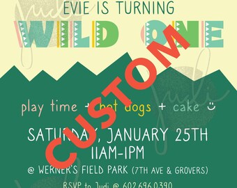 First Birthday Invite - "Wild One" Theme - Digital Download