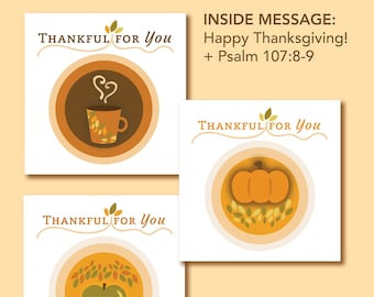 Thanksgiving Cards + Inside Message with Scripture - Digital Download - 3 Designs
