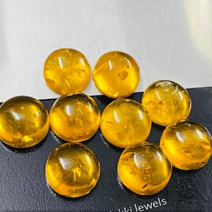 AAA Quality Baltic Amber Round Shape Cabochon Calibrated Loose Stone Flat Back Gemstones Wholesale Lot For Jewelry Making Size 6mm To 25mm