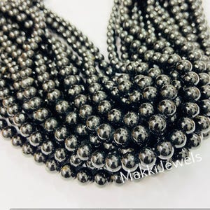 AAA Natural Black Jet Round Gemstone Beads 8MM Loose Strand | Smooth Polished Healing Beads | Jewelry Making & DIY Craft Supplies