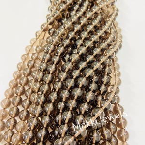 AAA Smoky Quartz Beads: 4-12mm Round Gemstone Strand