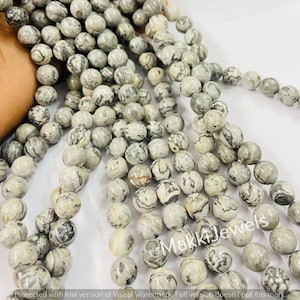Grey Jasper Beads: AAA+ Natural Smooth Round Gemstone, 6-10mm, 15&quot; Strand