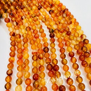 AAA Carnelian Gemstone Beads: Polished Orange-Red Round Beads - 4-10mm