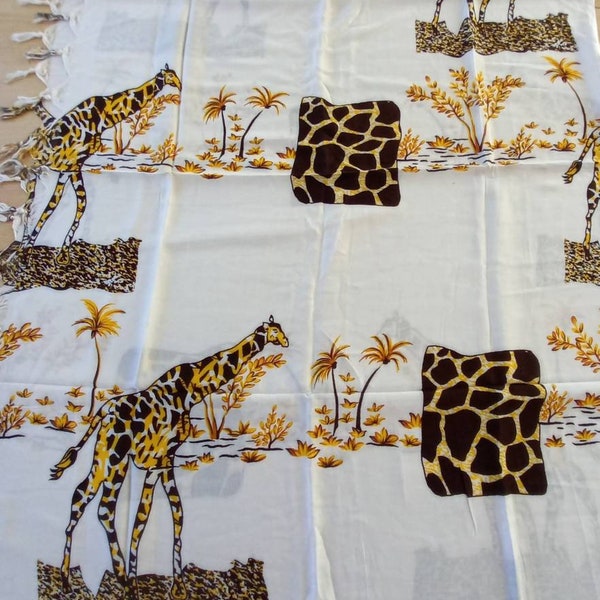 African pareo, animal print fabric, sarong African girraffe, rayon fabric, african sarong fabric, kikoy, safari fabric, girraffe pareo