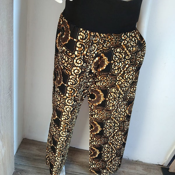 African print pants, ankara trousers from african fabric, african pants, wax print trousers  brown, ankara pants L - XL