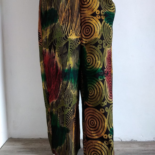 African batik pants, trousers from handmade batik, tanzanian batik pants L - XL - XXL, pants from hand dyed cotton fabric, african pants