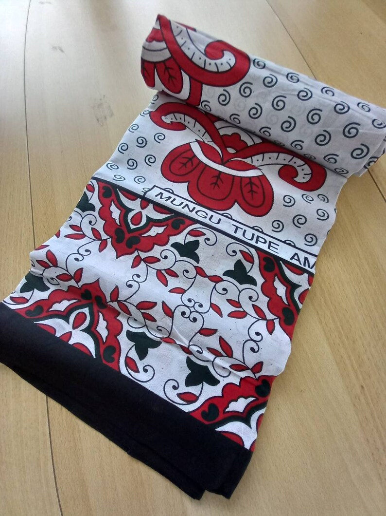 Khanga Fabric Red, Leso African Fabric, Tanzanian Kanga, Cotton Cloth, Swahili Fabric, Cotton