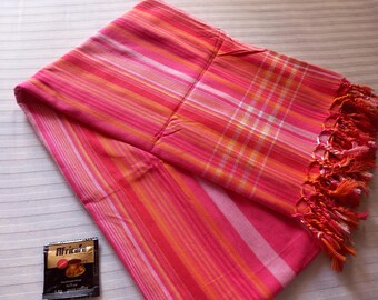 Tanzaniaanse kikoy oranjeroze, Afrikaanse kikoi rood, katoenen pareo, Afrikaanse sarong, Afrikaanse kikoy gestreept, Afrikaanse kikoydoek, kikoy