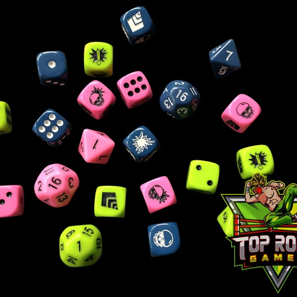 Shady Skulls Würfel für Blood Bowl - 7er Set Würfel Kompatibel mit Blood Bowl