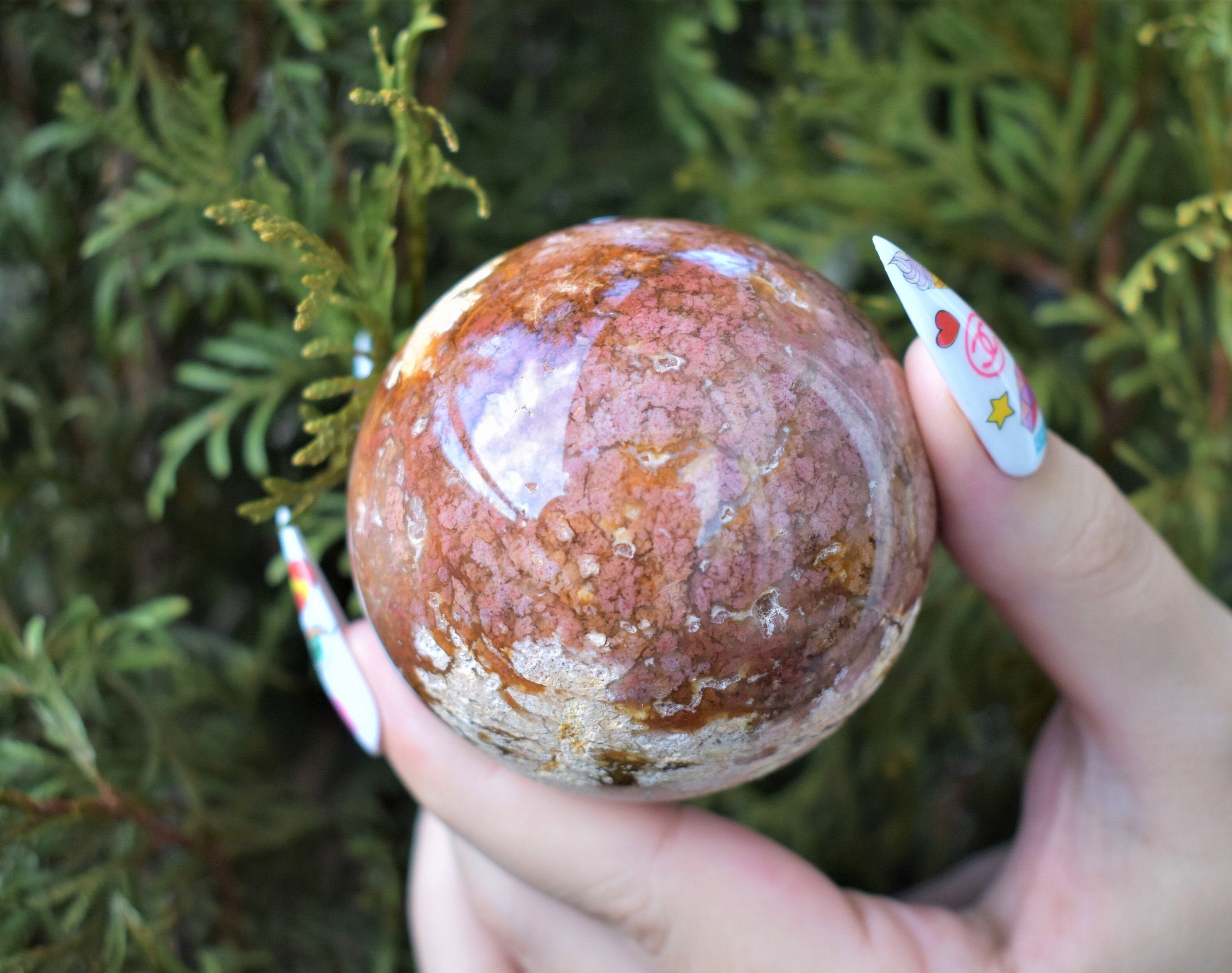 PINK MOSS AGATE Crystal Sphere 2.75 Hand Polished | Etsy