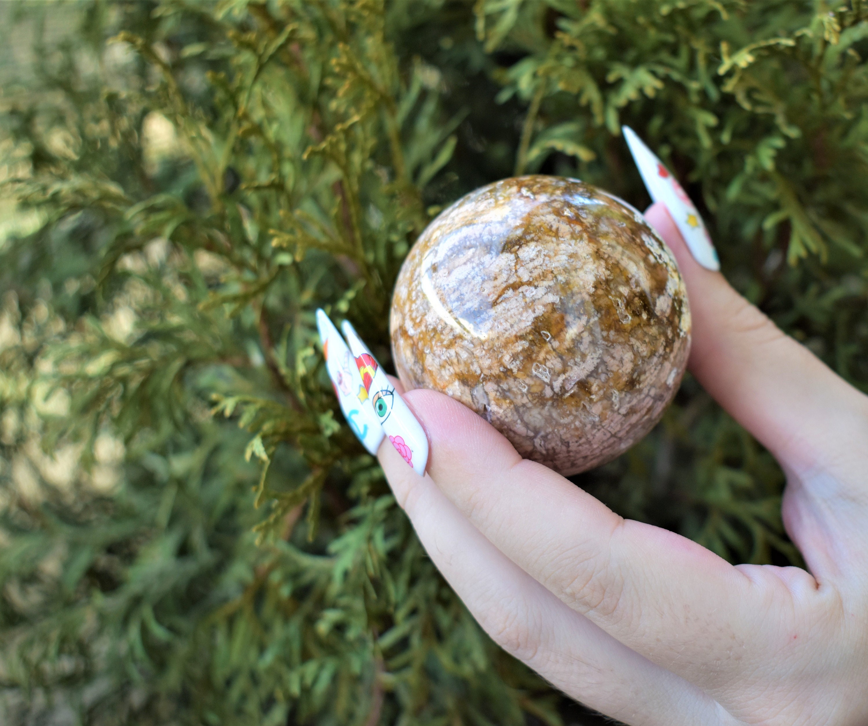 PINK MOSS AGATE Crystal Sphere 2.35 Hand Polished Rare | Etsy