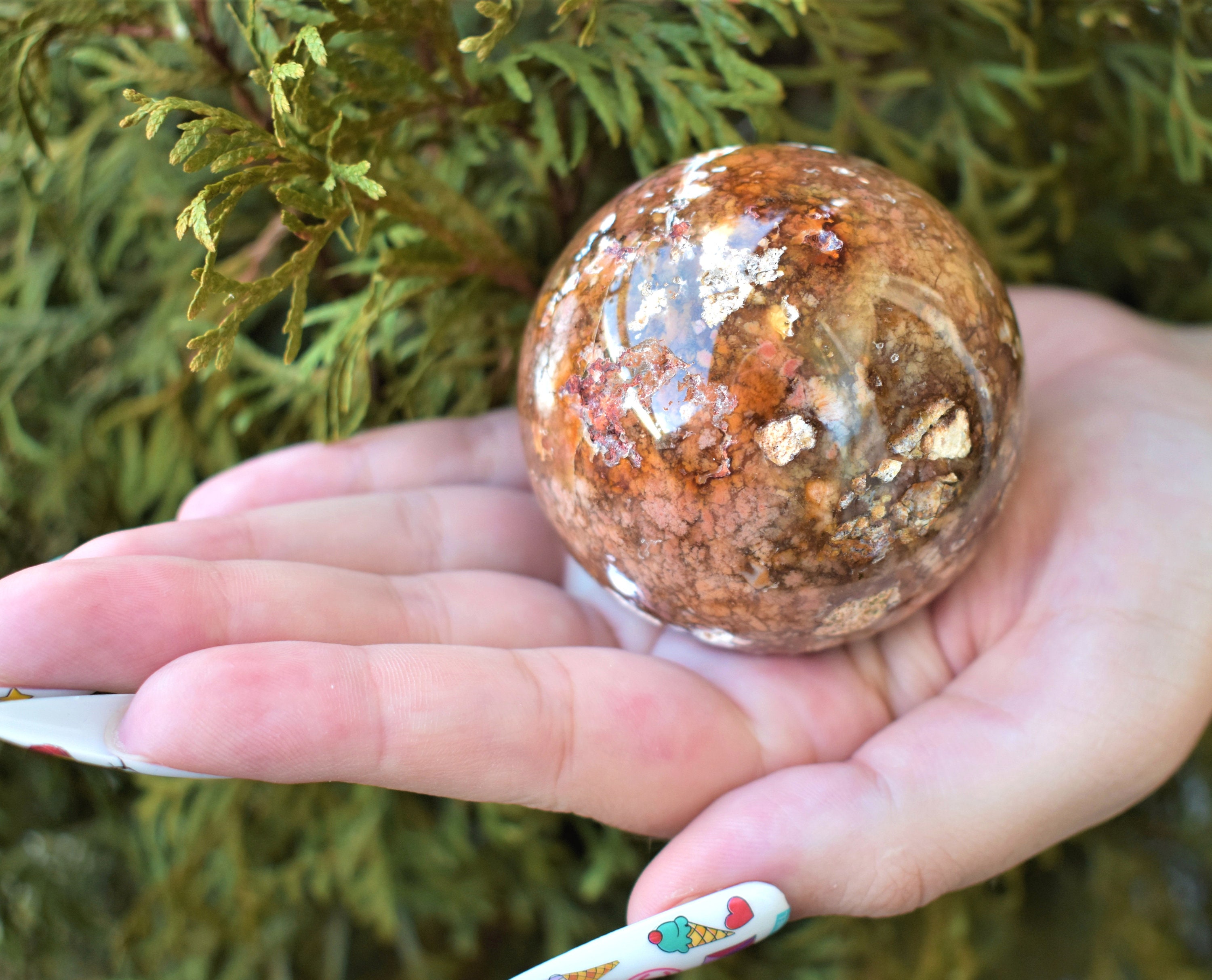 PINK MOSS AGATE Crystal Sphere 2.35 Hand Polished | Etsy