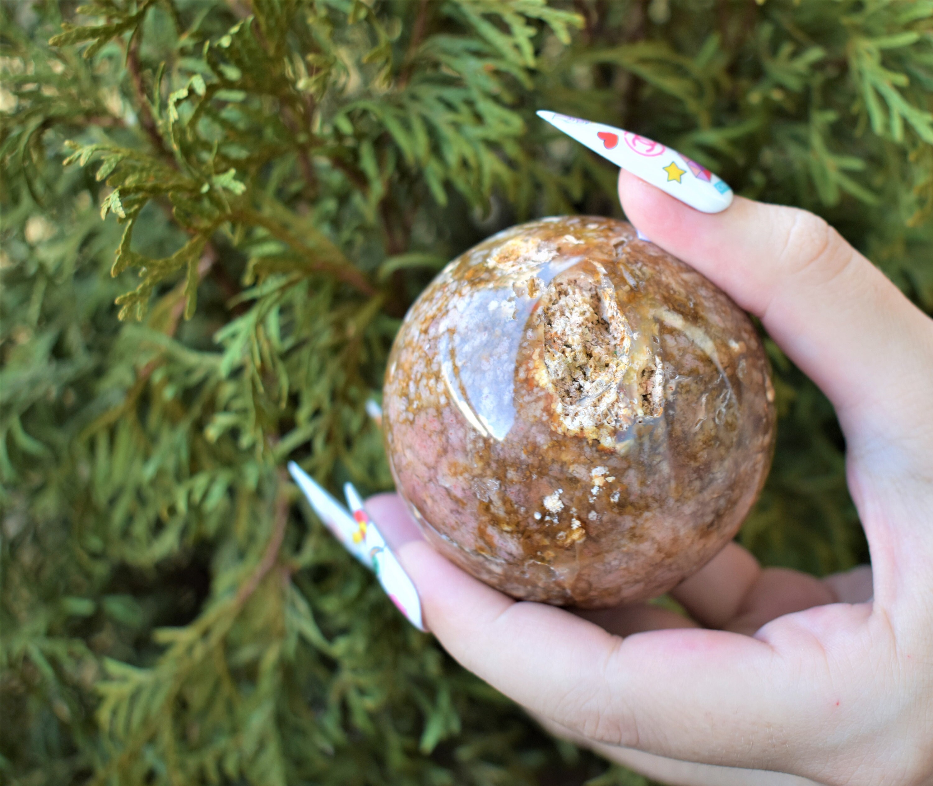 PINK MOSS AGATE Crystal Sphere 2.5 Hand Polished Agate | Etsy