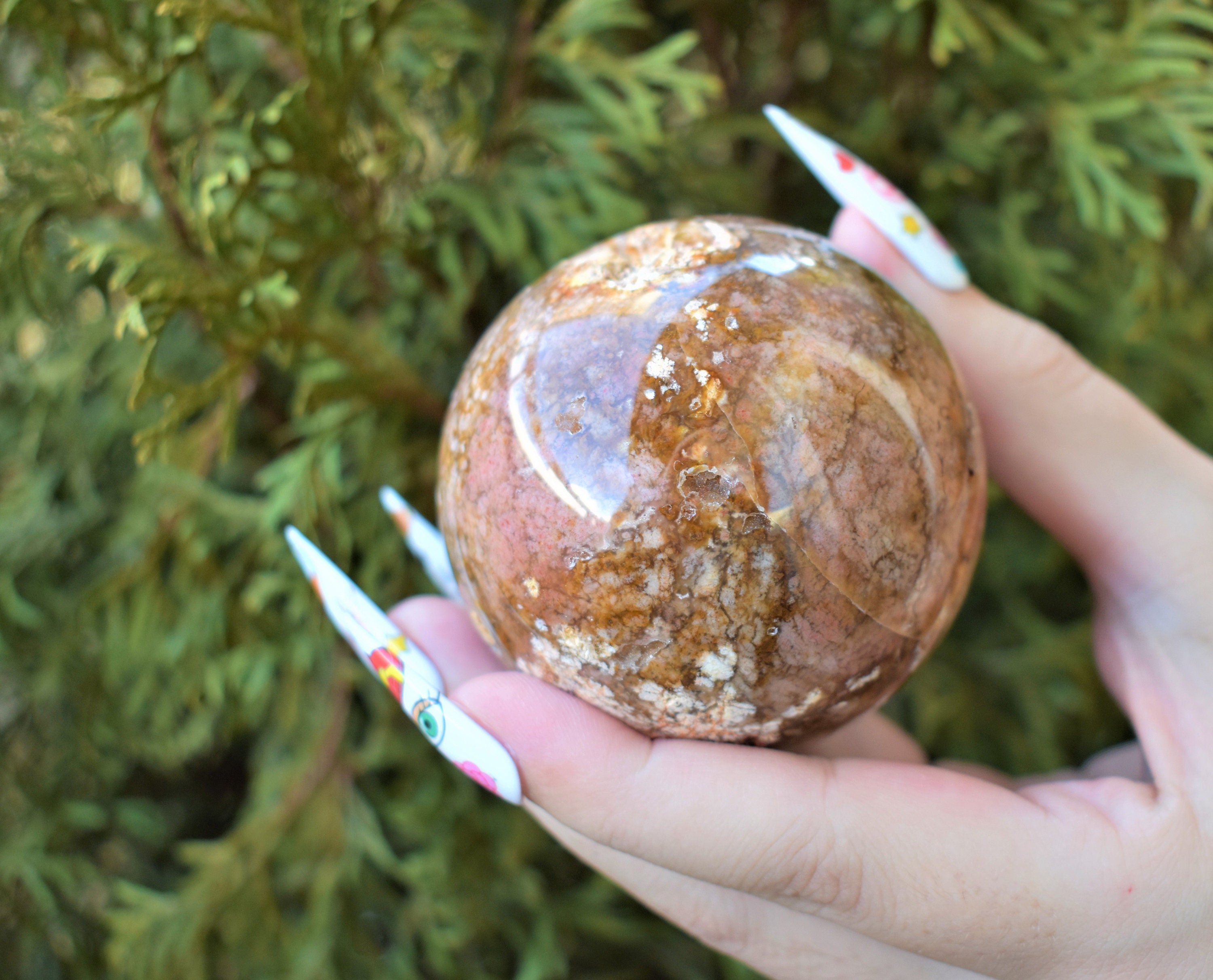 PINK MOSS AGATE Crystal Sphere 2.5 Hand Polished Agate | Etsy