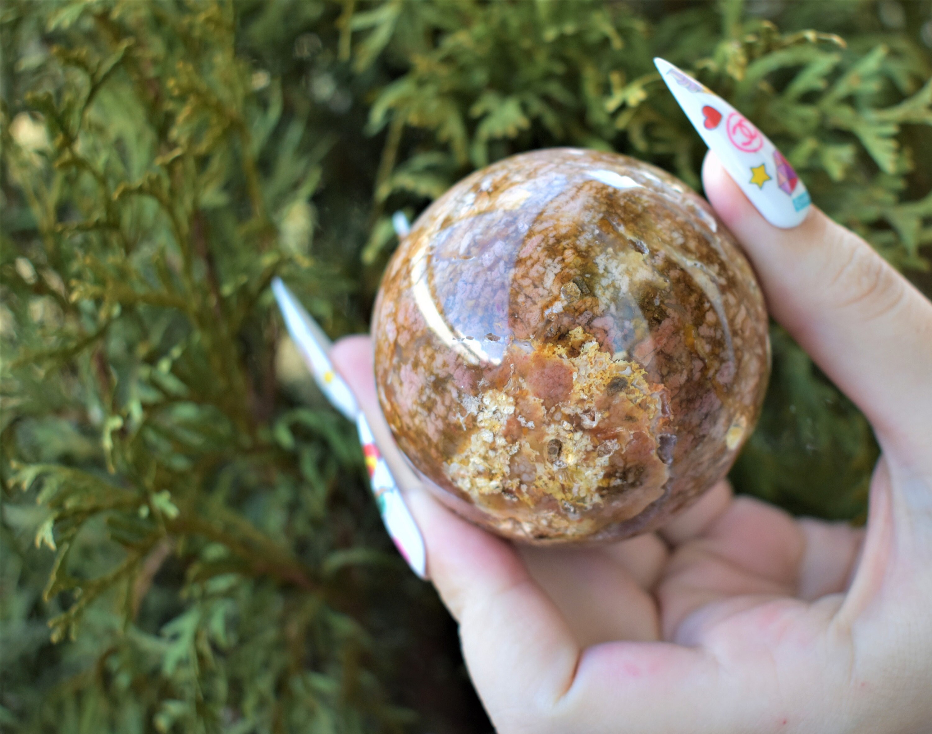 PINK MOSS AGATE Crystal Sphere 2.75 Hand Polished Rare | Etsy