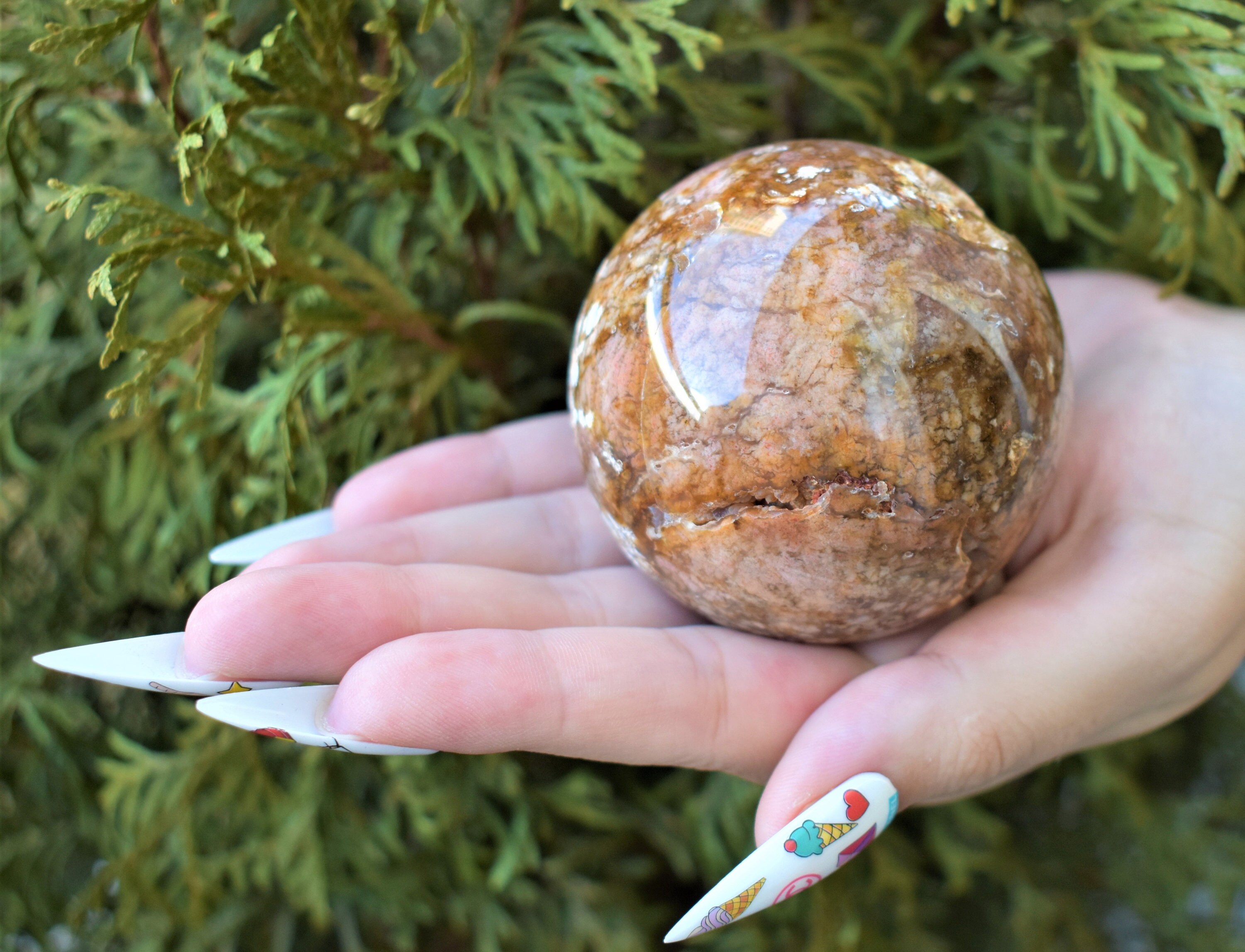 PINK MOSS AGATE Crystal Sphere 2.5 Hand Polished Agate | Etsy