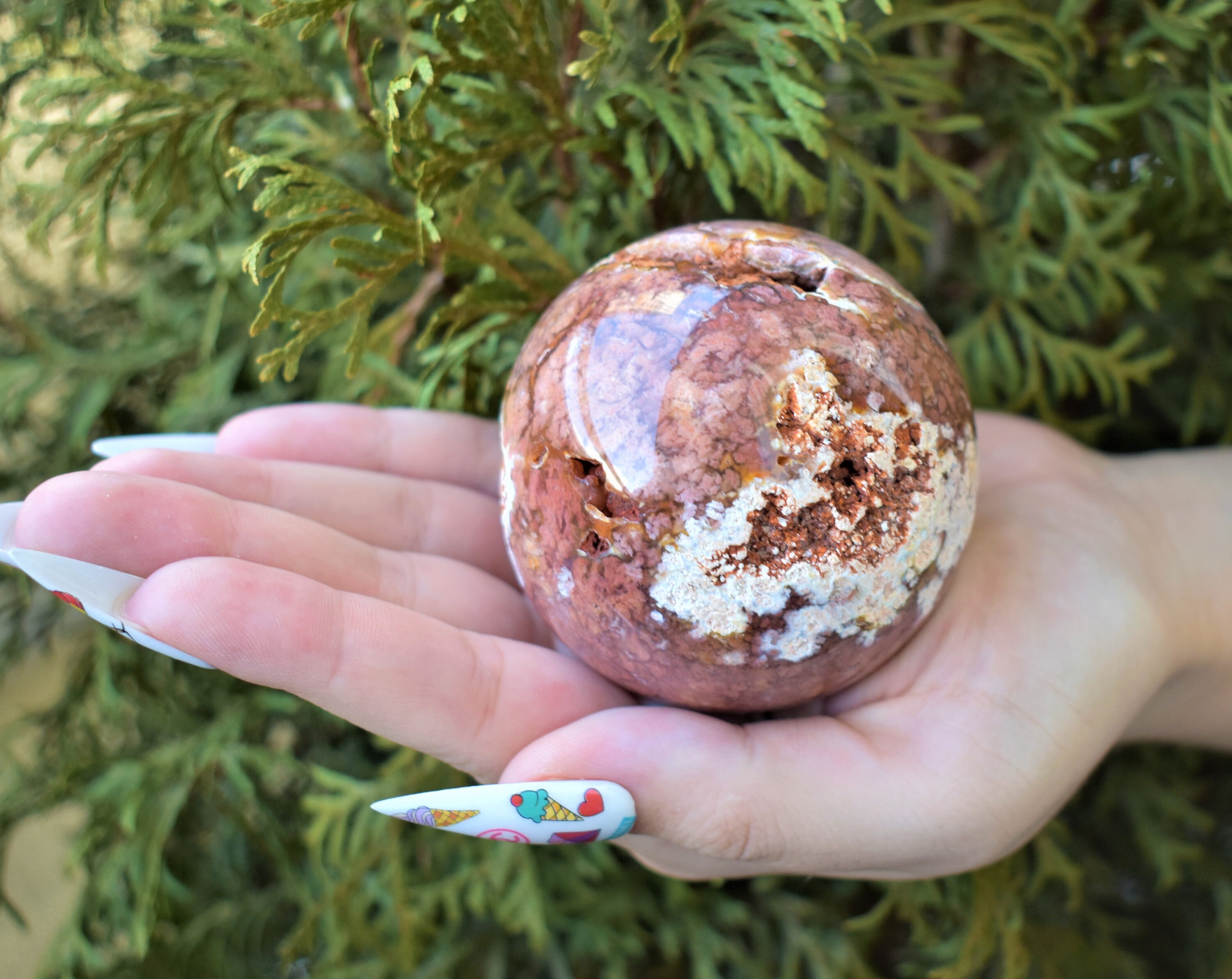 PINK MOSS AGATE Crystal Sphere 2.5 Hand Polished Agate | Etsy