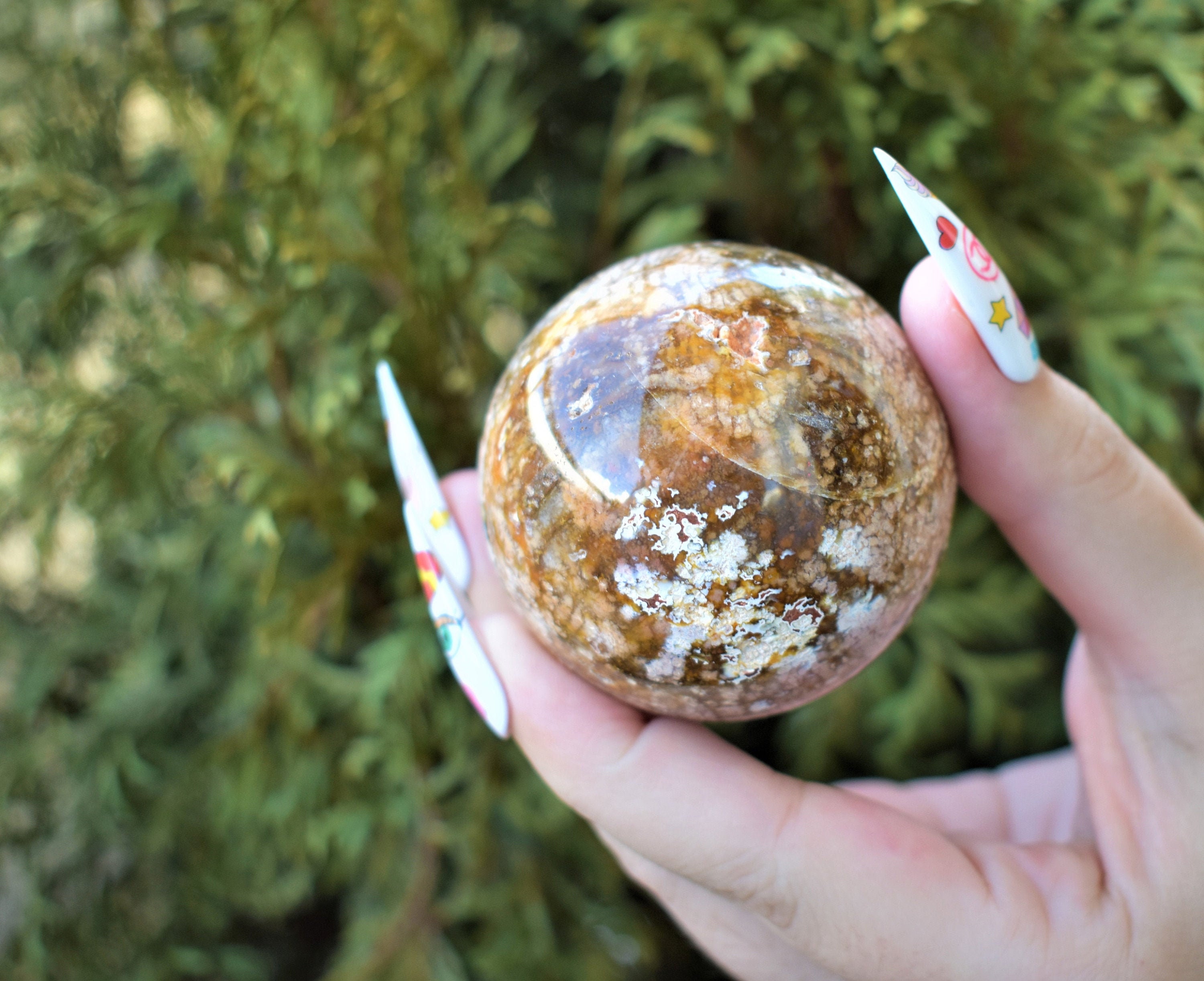 PINK MOSS AGATE Crystal Sphere 2.35 Hand Polished Rare | Etsy