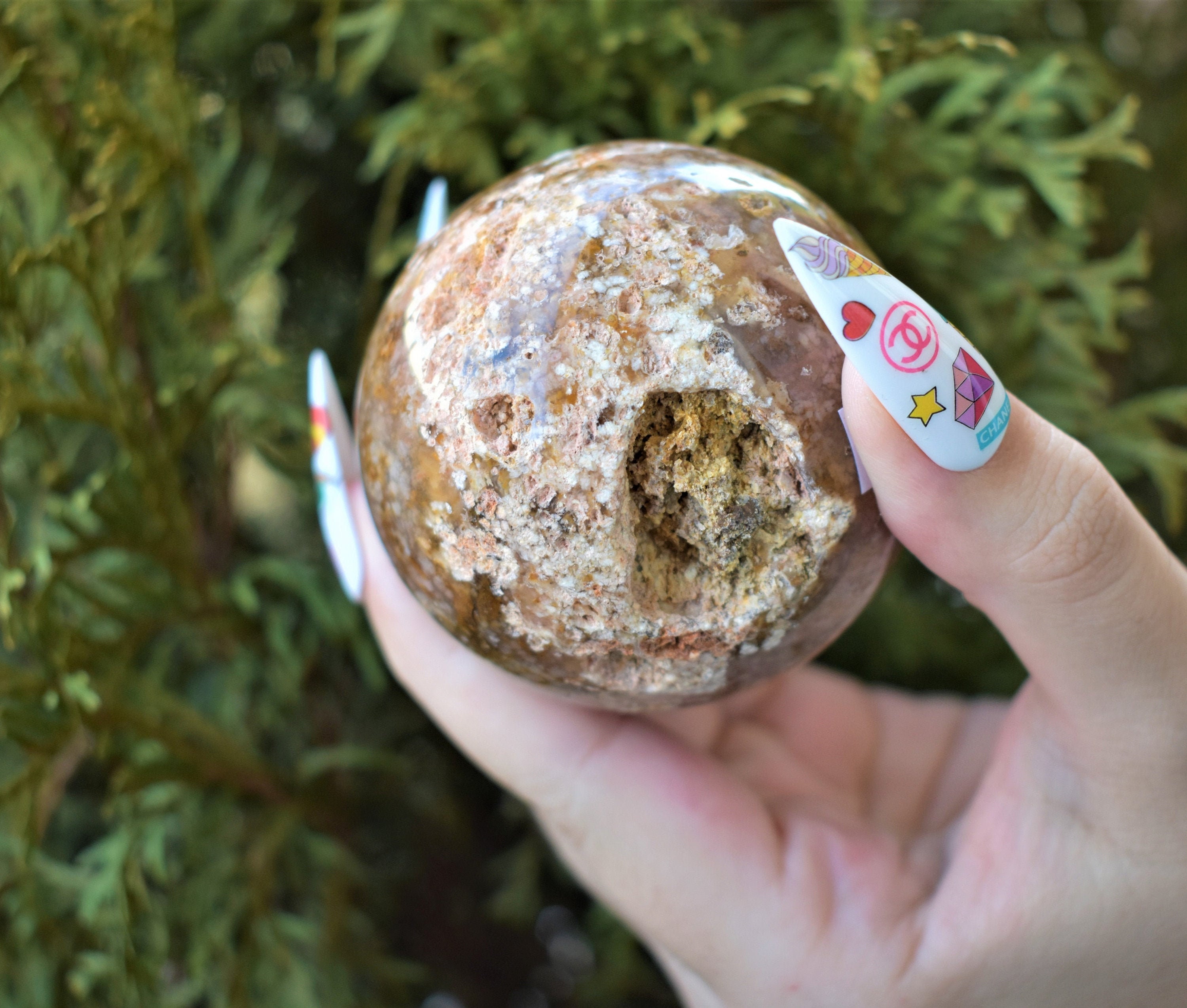PINK MOSS AGATE Crystal Sphere 2.75 Hand Polished Rare | Etsy