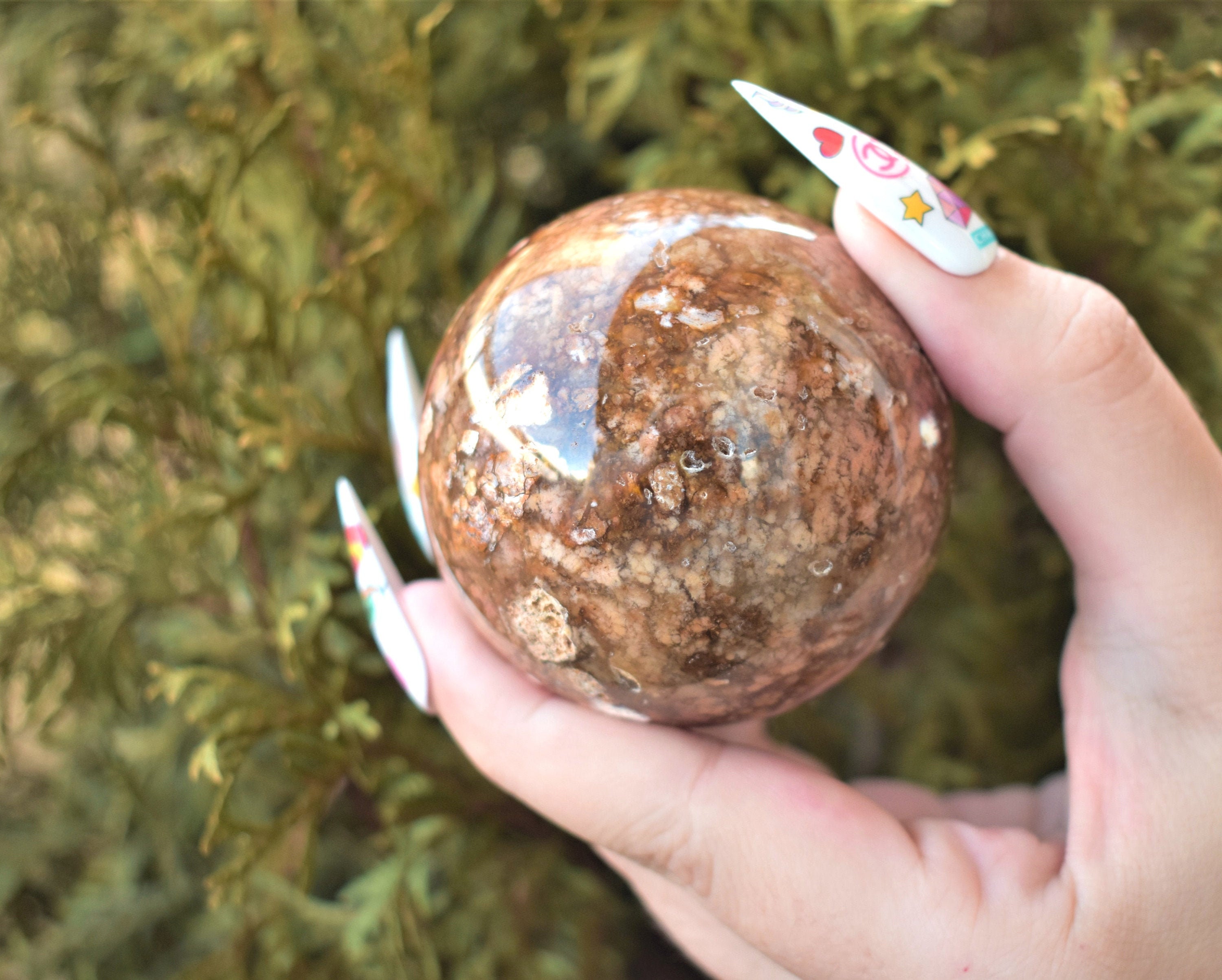 PINK MOSS AGATE Crystal Sphere 2.35 Hand Polished | Etsy