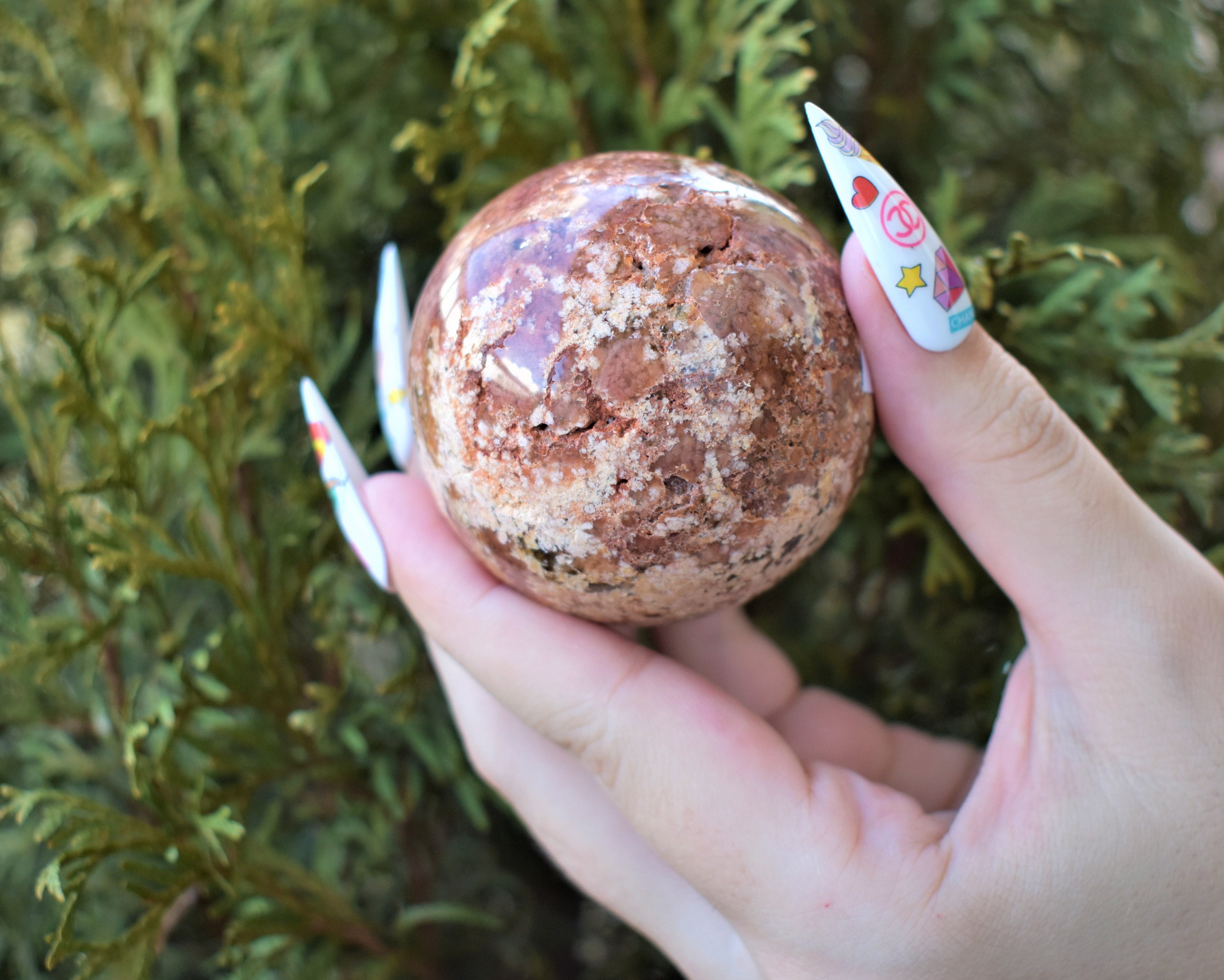 PINK MOSS AGATE Crystal Sphere 2.25 Hand Polished | Etsy