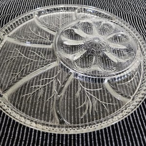 Vintage Indiana Glass Clear Party Tray Deviled Eggs