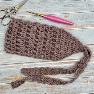 Whimsy Head Wrap Virkmönster, PDF Virkat Hårsjalmönster, Håraccessoarer, Virkat Hårband, Boho Hårsjal, Pannband För Kvinnor bild 4
