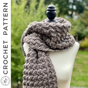 Carrington Super Scarf Crochet PATTERN, PDF Unisex Scarf Crochet Pattern, Blanket Scarf Pattern, Winter Scarf Pattern, Crochet Scarf Pattern