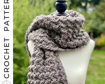 Carrington Super Scarf Crochet PATTERN, PDF Unisex Scarf Crochet Pattern, Blanket Scarf Pattern, Winter Scarf Pattern, Crochet Scarf Pattern