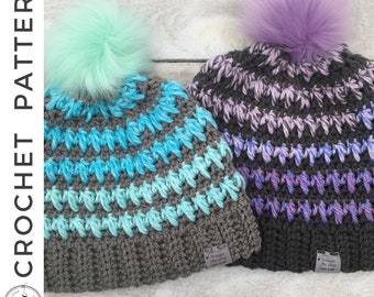 Wilhelemina Beanie Crochet PATTERN, PDF Hat Crochet Pattern, Crochet Beanie Pattern