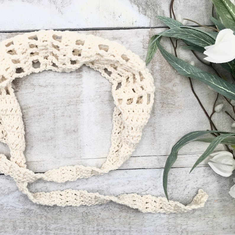 Whimsy Head Wrap Virkmönster, PDF Virkat Hårsjalmönster, Håraccessoarer, Virkat Hårband, Boho Hårsjal, Pannband För Kvinnor bild 6