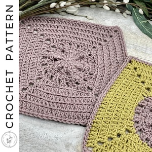 Dahlia Square Crochet PATTERN,  Granny Square Crochet Pattern, Crochet Square Pattern, Flower Crochet Square, Crochet Blanket Square