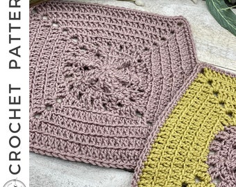 Dahlia Square Crochet PATTERN,  Granny Square Crochet Pattern, Crochet Square Pattern, Flower Crochet Square, Crochet Blanket Square