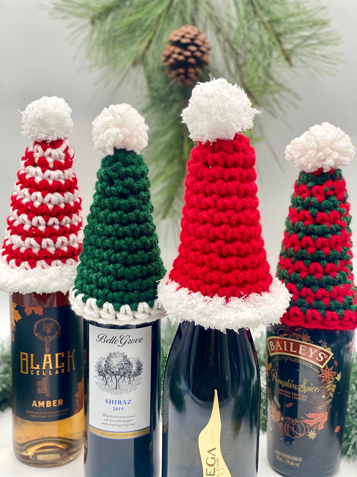 Holiday Wine Bottle Hat Crochet PATTERN Wine Bottle Topper Etsy Canada