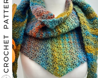 Meridale Scarf Crochet PATTERN,  PDF Triangle Scarf Crochet Pattern, Crochet Scarf pattern