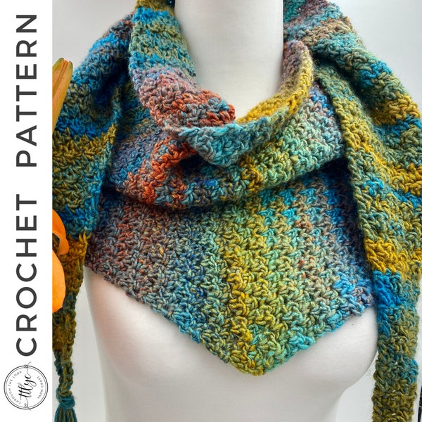 Meridale Scarf Crochet PATTERN,  PDF Triangle Scarf Crochet Pattern, Crochet Scarf pattern