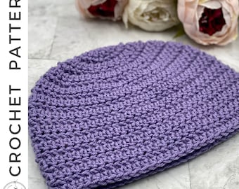 Chemo Hat Crochet PATTERN, PDF Charity Hat Crochet Pattern, Chemo Headwear, Cancer Head Covering, Crochet Beanie Pattern, Charity Crochet
