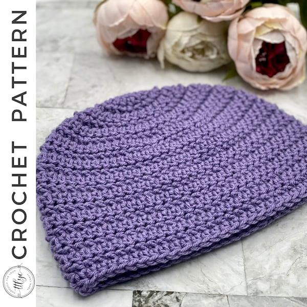 Chemo Hat Crochet PATTERN, PDF Charity Hat Crochet Pattern, Chemo Headwear, Cancer Head Covering, Crochet Beanie Pattern, Charity Crochet